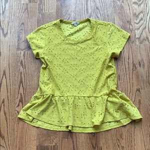 Nanette Lepore Short Sleeve Eyelet Peplum Top